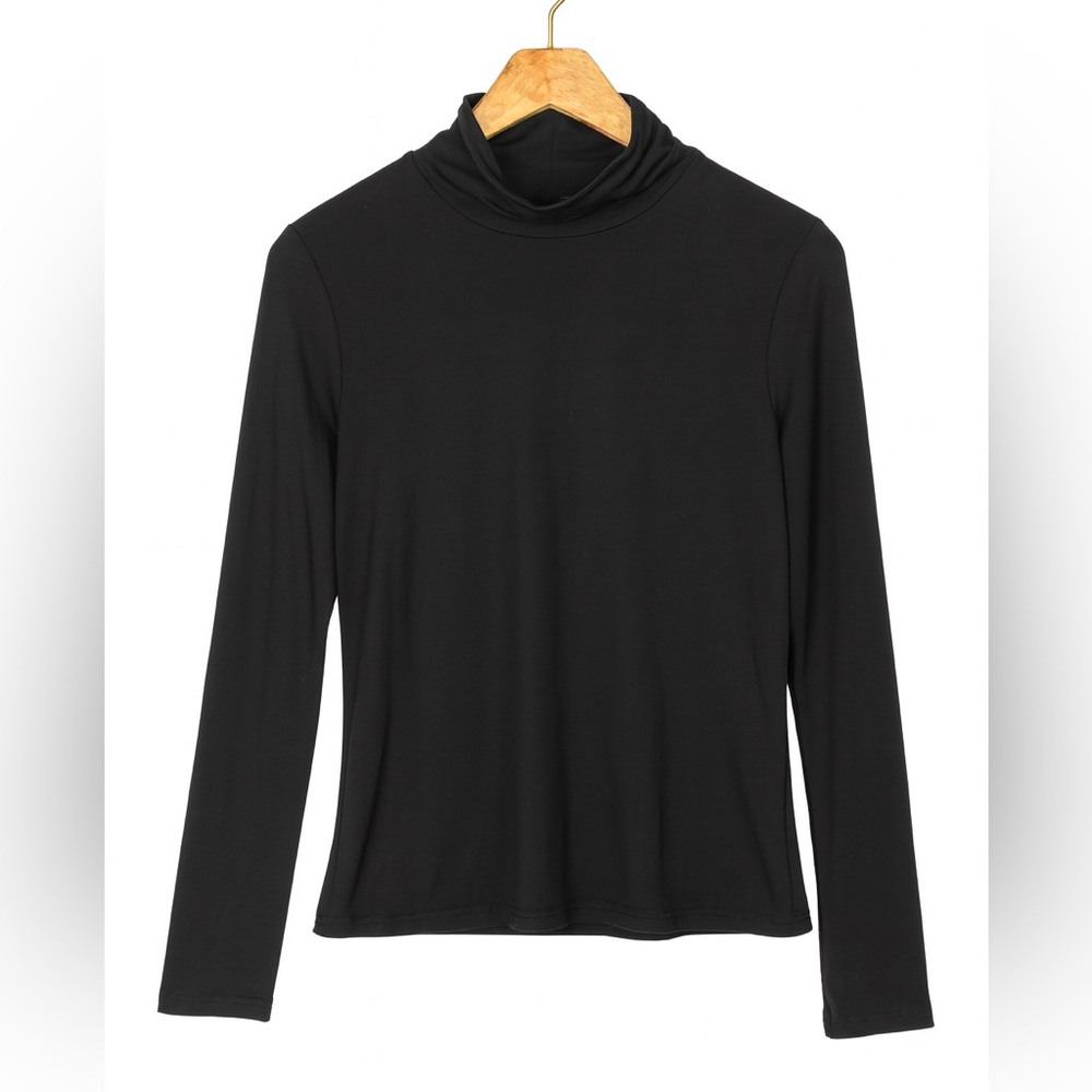SHEIN Black Long Sleeve Mock Neck Top